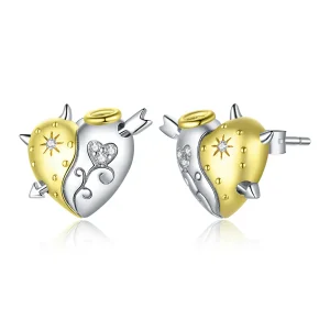 (image for) Pandora Style Silver Angels and demons Stud Earrings - SCE973