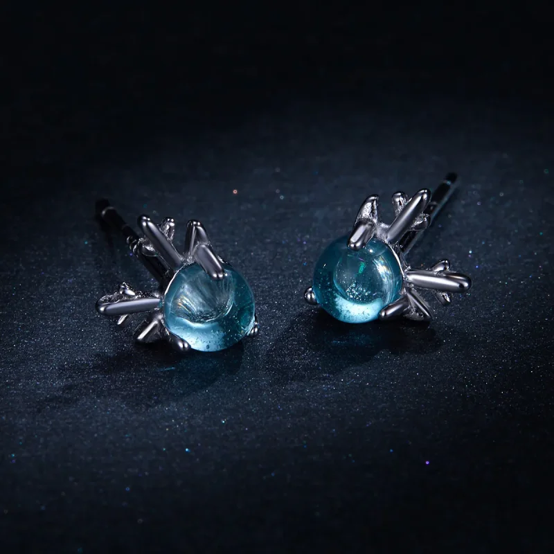 (image for) Pandora Style Silver antlers Stud Earrings - BSE210 - View 7