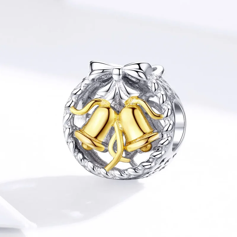 (image for) Pandora Style Silver Christmas bell Charm - SCC1358 - View 3