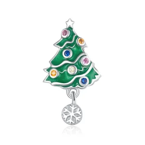 (image for) Pandora Style Silver Colorful Christmas tree Charm - BSC374