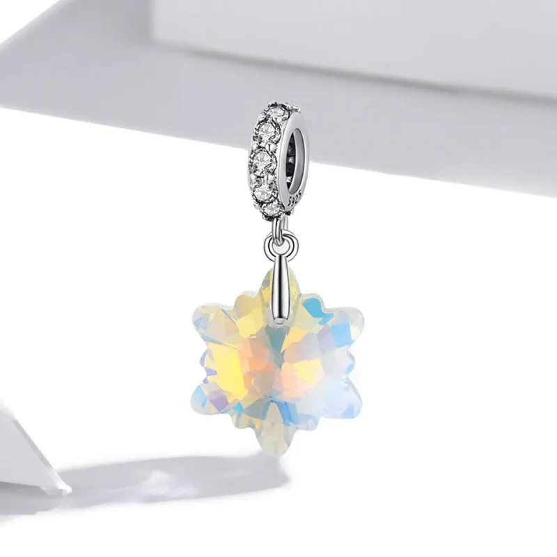 (image for) Pandora Style Silver Crystal snowflakes Charm - SCC1979 - View 2