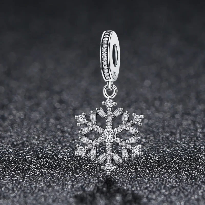 (image for) Pandora Style Silver Crystal snowflakes Charm - SCC266 - View 2