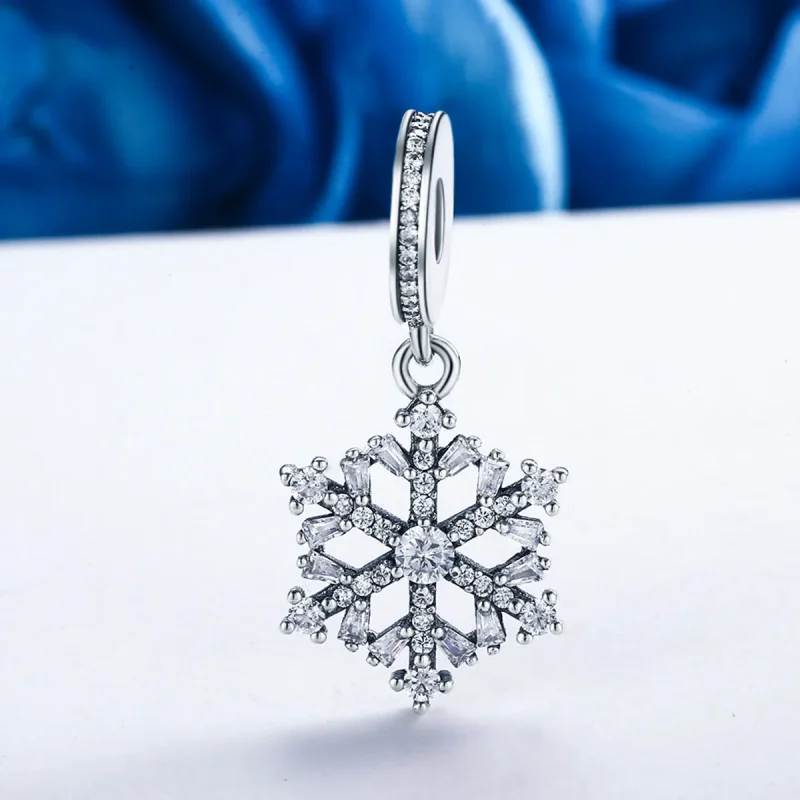 (image for) Pandora Style Silver Crystal snowflakes Charm - SCC266 - View 3