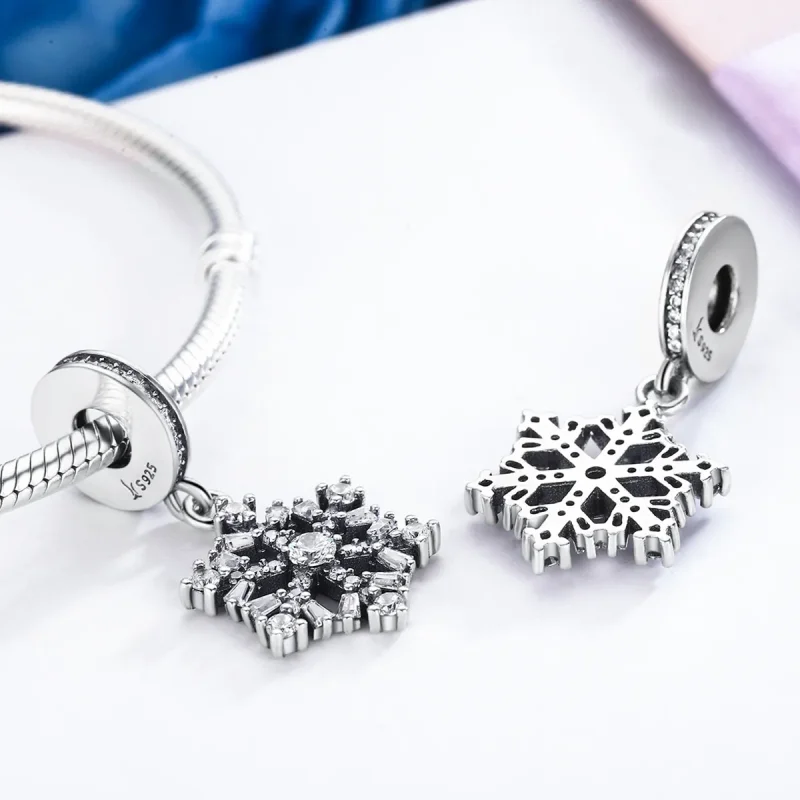 (image for) Pandora Style Silver Crystal snowflakes Charm - SCC266 - View 4