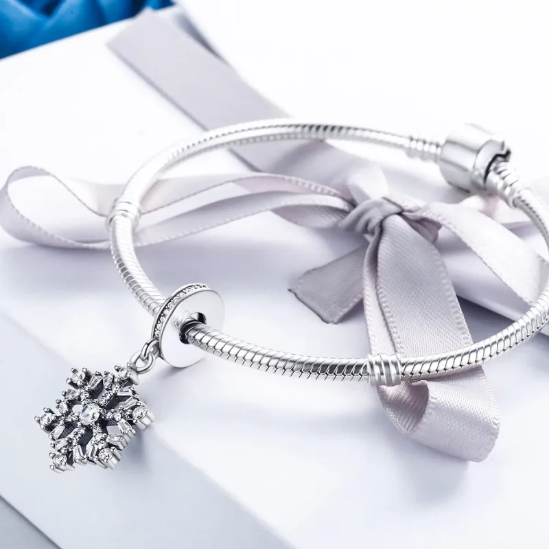 (image for) Pandora Style Silver Crystal snowflakes Charm - SCC266 - View 5