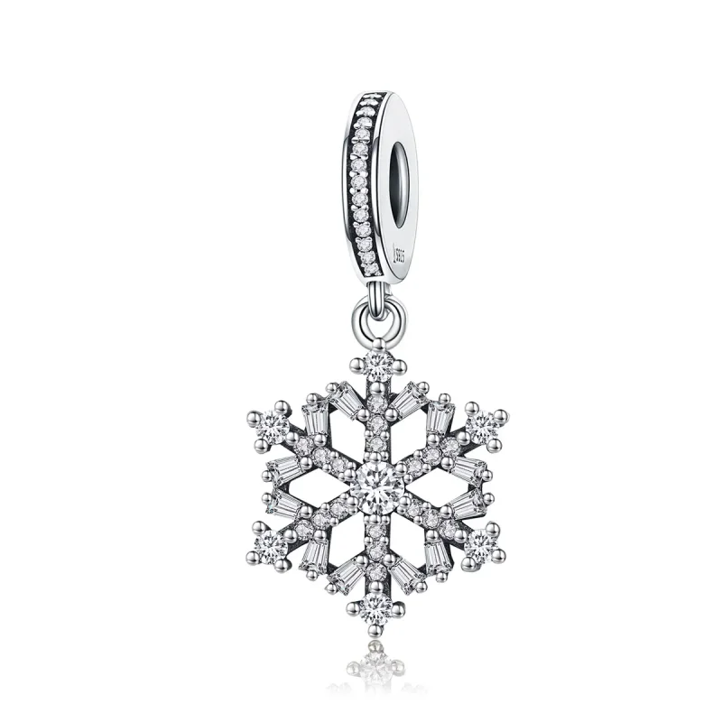 (image for) Pandora Style Silver Crystal snowflakes Charm - SCC266
