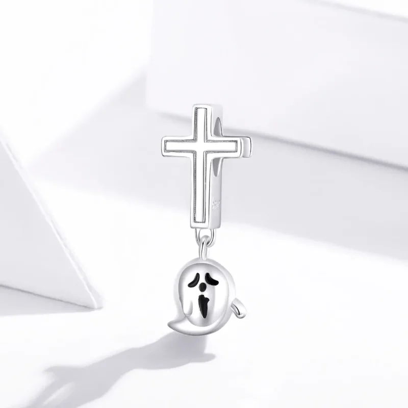 (image for) Pandora Style Silver Halloween Ghost Charm - BSC328 - View 2