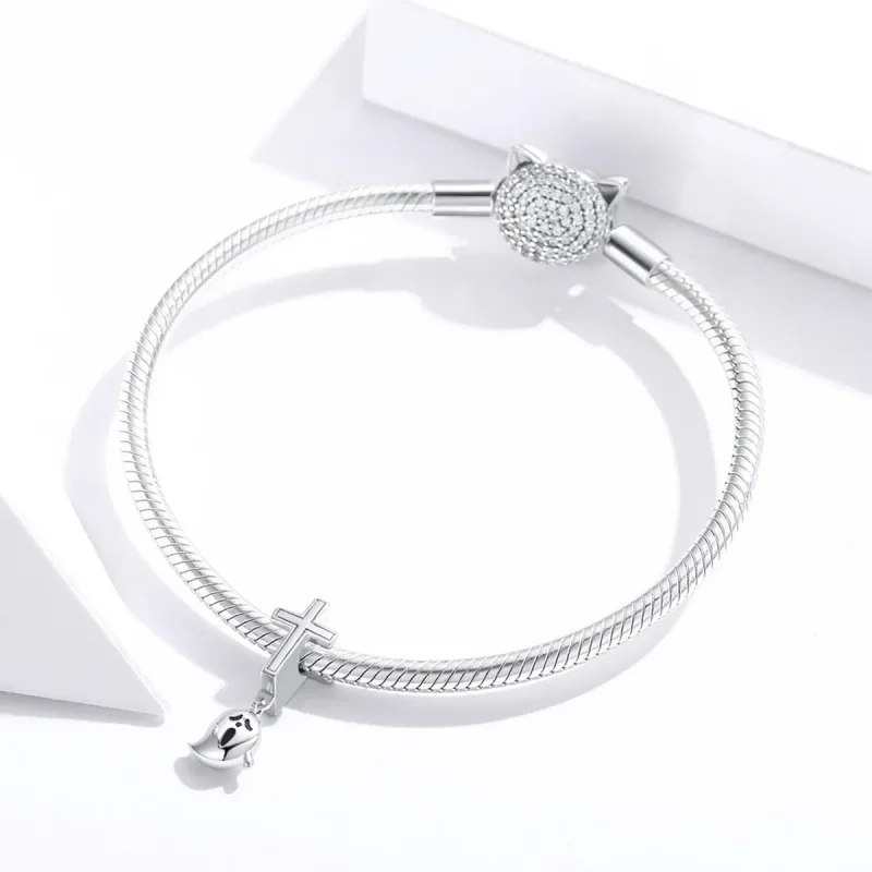 (image for) Pandora Style Silver Halloween Ghost Charm - BSC328 - View 3