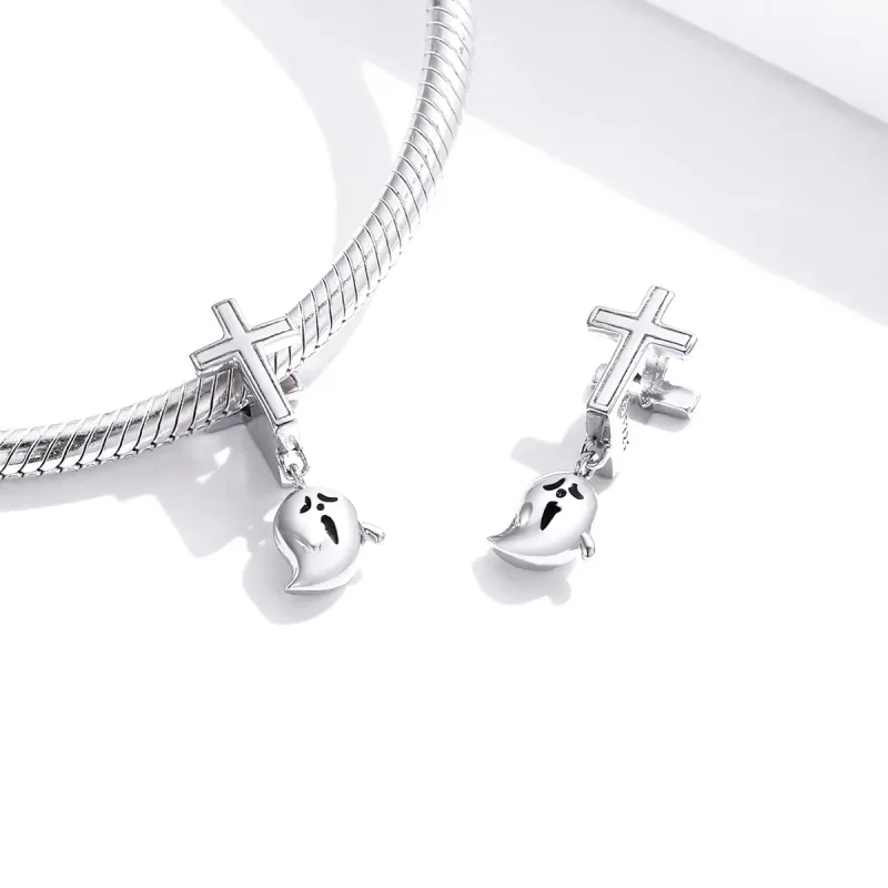 (image for) Pandora Style Silver Halloween Ghost Charm - BSC328 - View 4