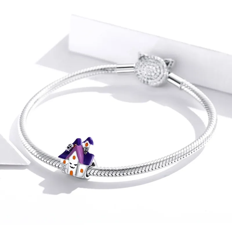 (image for) Pandora Style Silver Halloween haunted house Charm - BSC324 - View 3