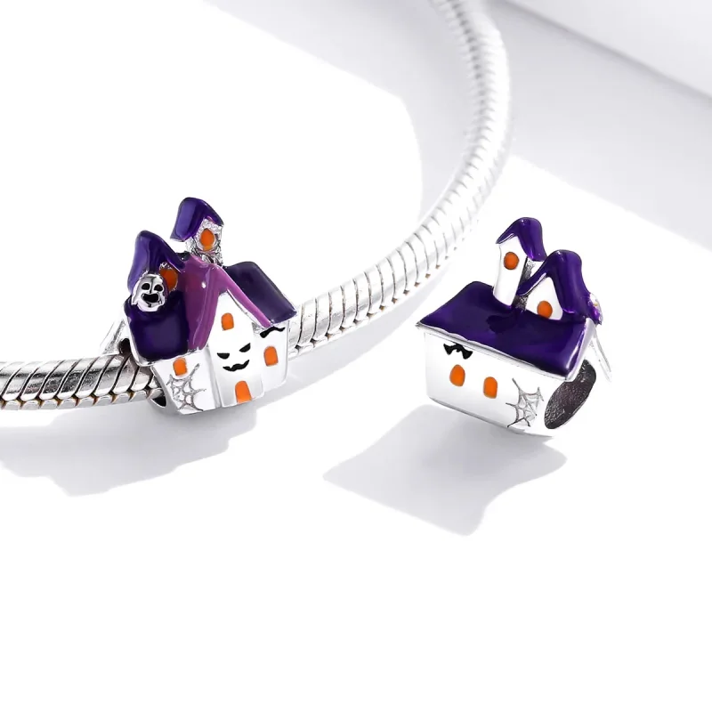 (image for) Pandora Style Silver Halloween haunted house Charm - BSC324 - View 4