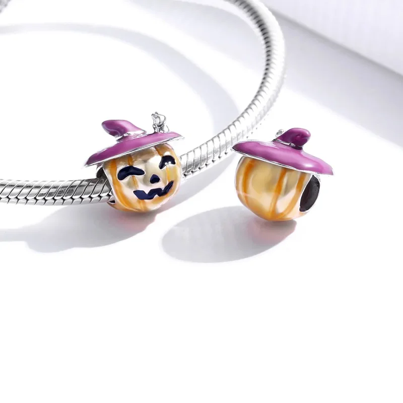 (image for) Pandora Style Silver Halloween pumpkins Charm - BSC329 - View 4