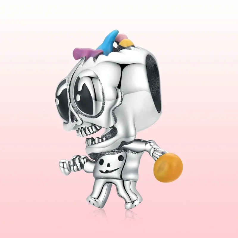 (image for) Pandora Style Silver Halloween Skull Charm - SCC1955 - View 6