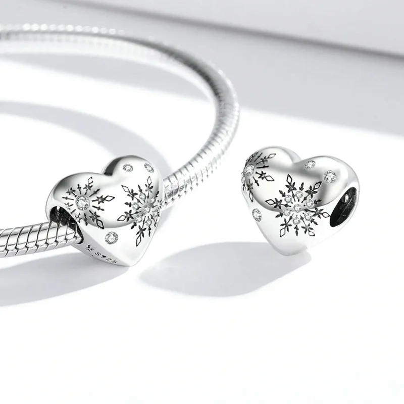(image for) Pandora Style Silver Love snowflakes Charm - SCC1982 - View 4