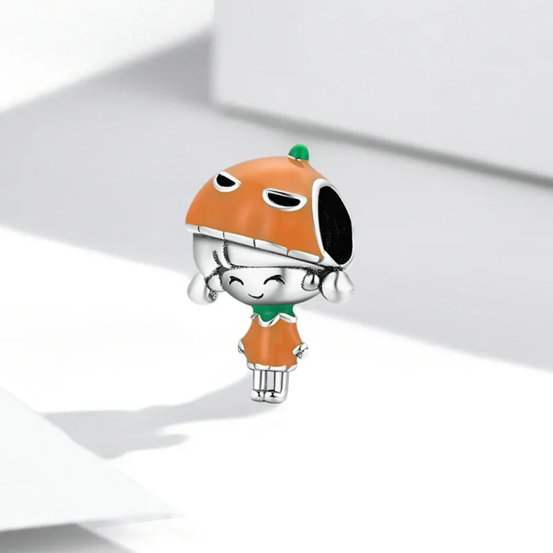 (image for) Pandora Style Silver Pumpkin girl Charm - SCC2025 - View 2