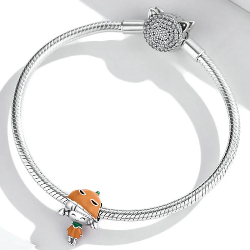 (image for) Pandora Style Silver Pumpkin girl Charm - SCC2025 - View 3