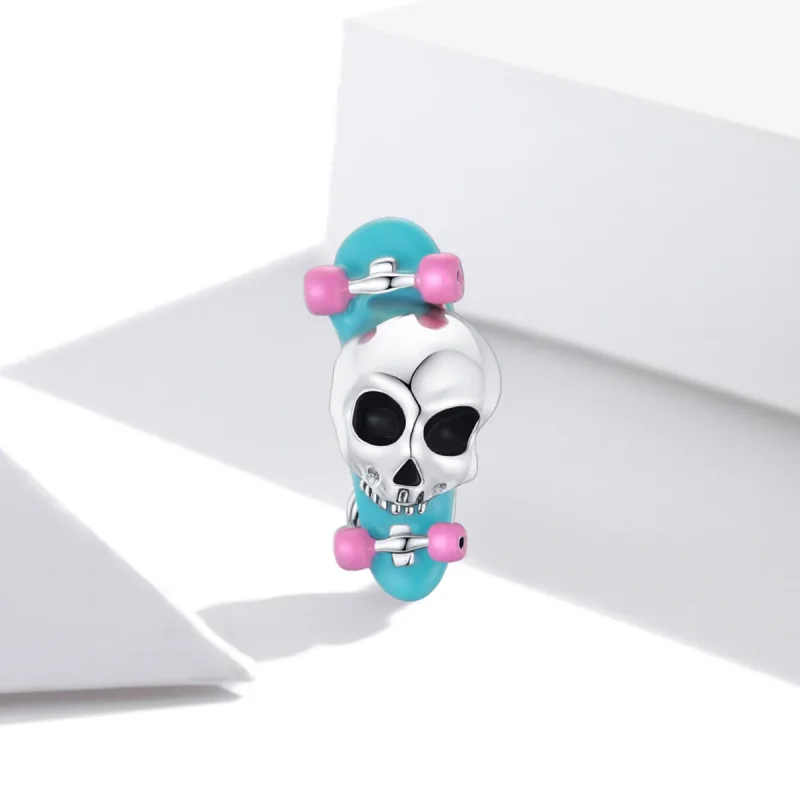 (image for) Pandora Style Silver Skateboard Skeleton Charm - SCC1911 - View 2