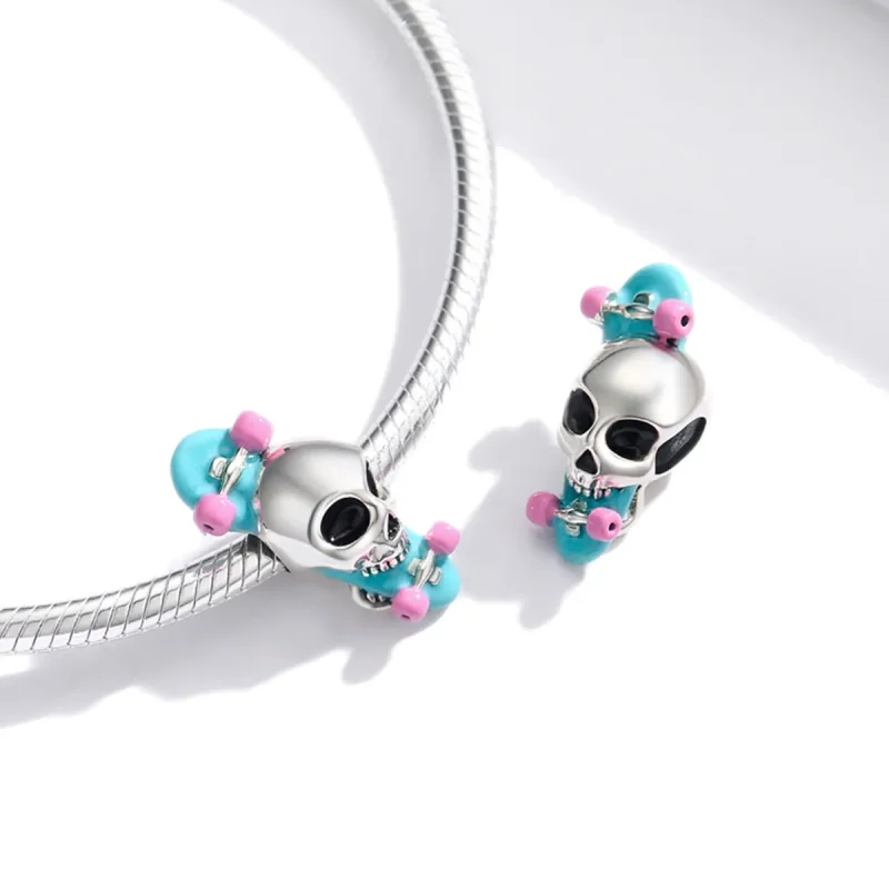 (image for) Pandora Style Silver Skateboard Skeleton Charm - SCC1911 - View 4