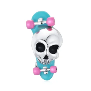 (image for) Pandora Style Silver Skateboard Skeleton Charm - SCC1911