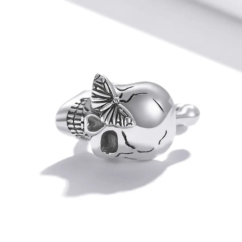 (image for) Pandora Style Silver Skeletons and butterflies Ear clip - SCE1178 - View 4