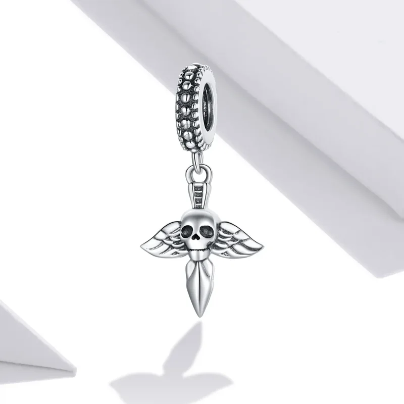 (image for) Pandora Style Silver Skull Charm - SCC1778 - View 2