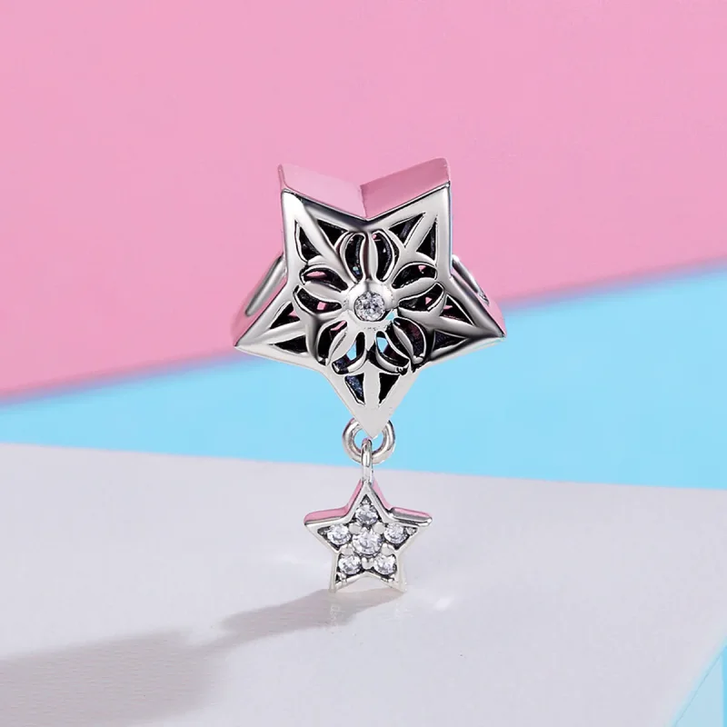 (image for) Pandora Style Silver Snow Star Charm - SCC371 - View 3