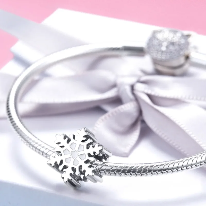 (image for) Pandora Style Silver snowflakes Charm - SCC1037 - View 3