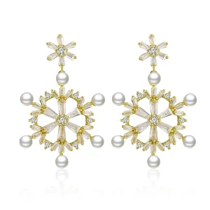 (image for) Pandora Style Silver snowflakes Dangle Earrings - BSE073