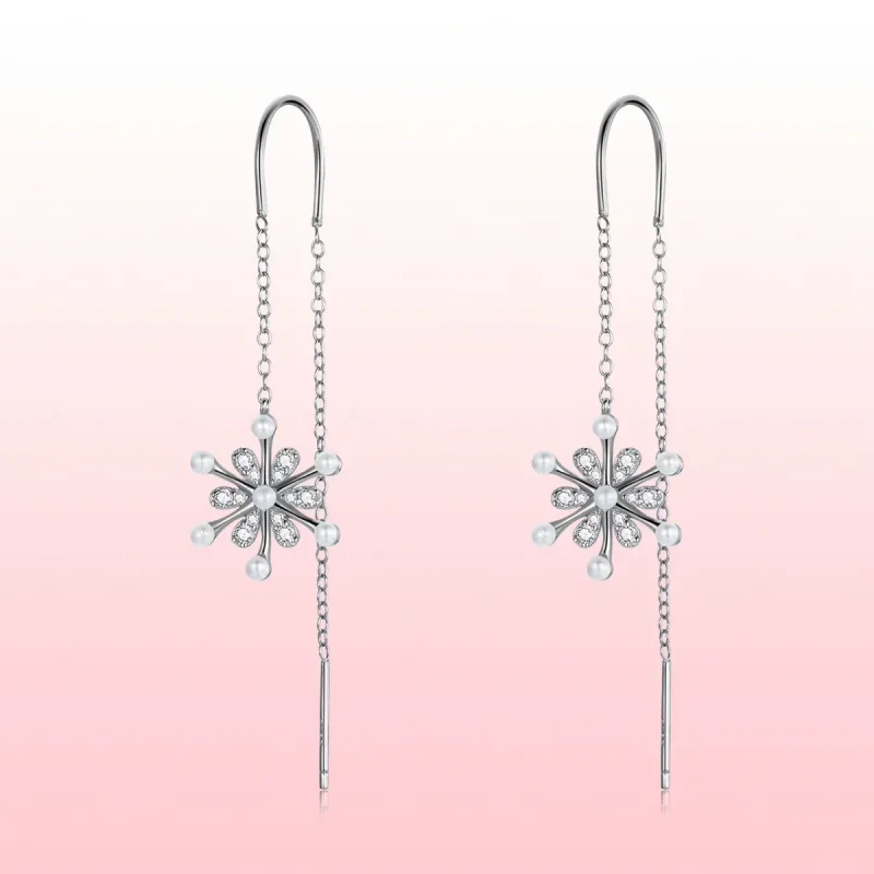 (image for) Pandora Style Silver snowflakes Dangle Earrings - SCE1305 - View 7