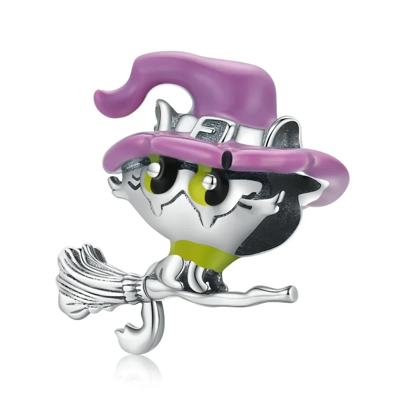 (image for) Pandora Style Silver Witch cat Charm - SCC1956