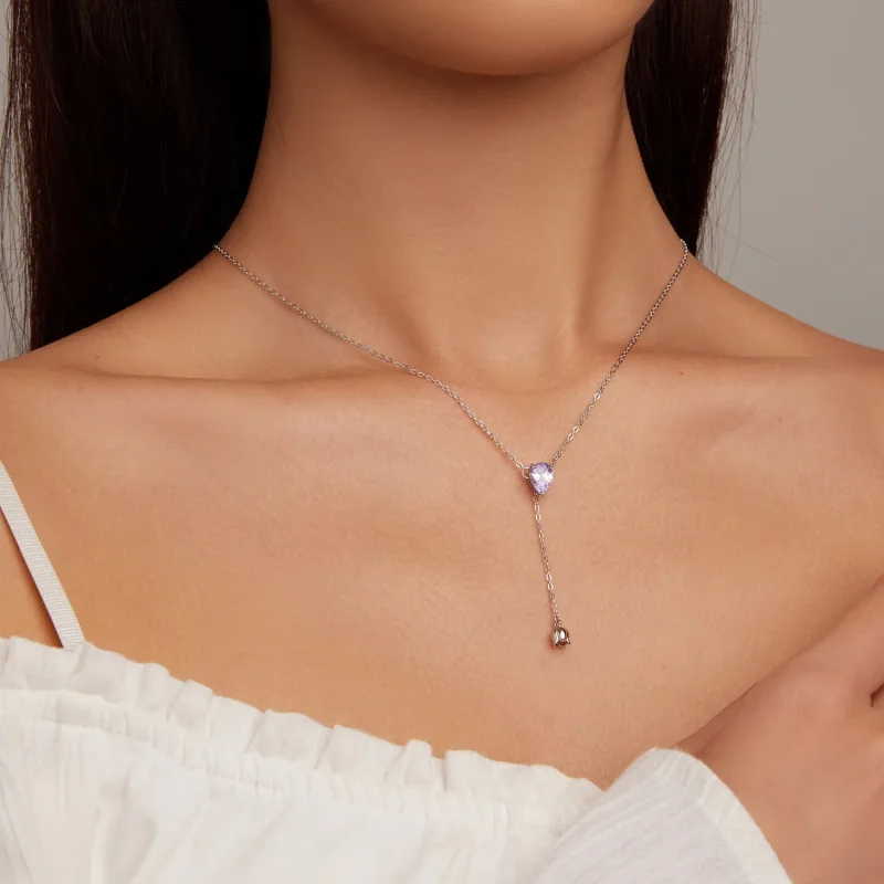 (image for) Amethyst Necklace Pandora Style - BSN271 - View 7
