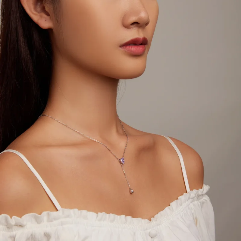 (image for) Amethyst Necklace Pandora Style - BSN271 - View 8