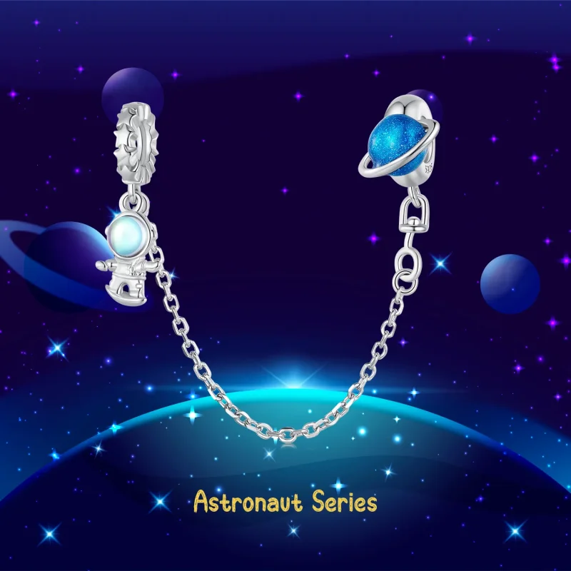 (image for) Blue Safety Chain Pandora Style - BSC792 - View 4