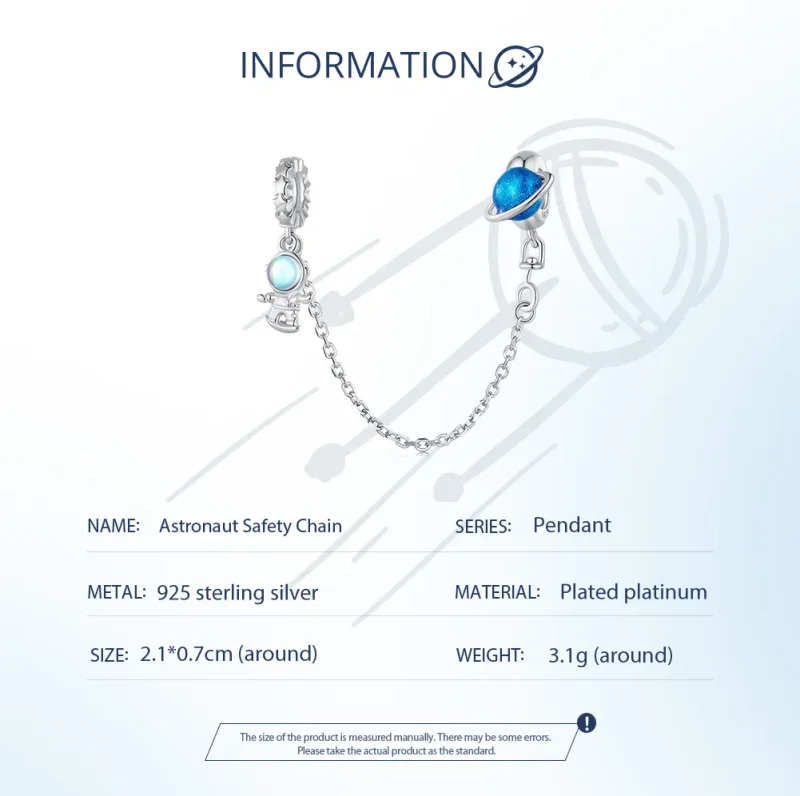 (image for) Blue Safety Chain Pandora Style - BSC792 - View 5