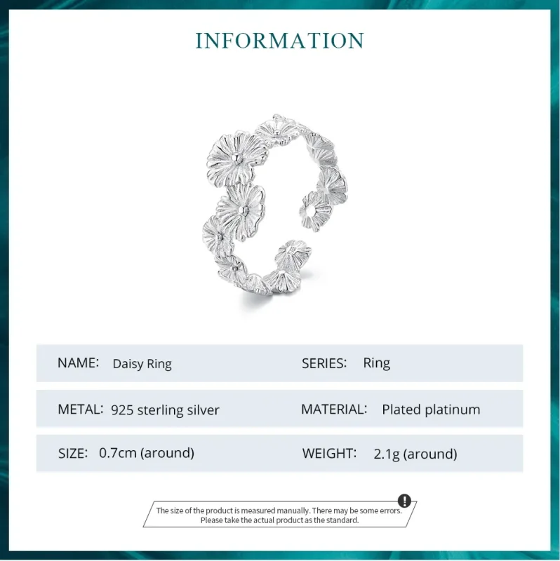 (image for) Classic Daisy Flower Band Ring - BSR382 - View 6