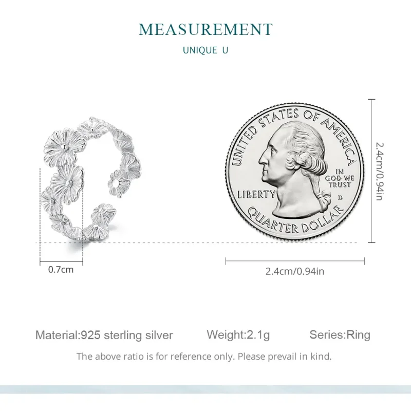 (image for) Classic Daisy Flower Band Ring - BSR382 - View 7