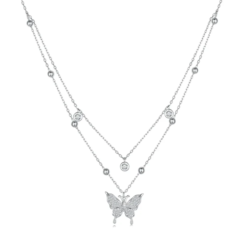 (image for) Double Chain Necklace Pandora Style - BSN308 - View 3