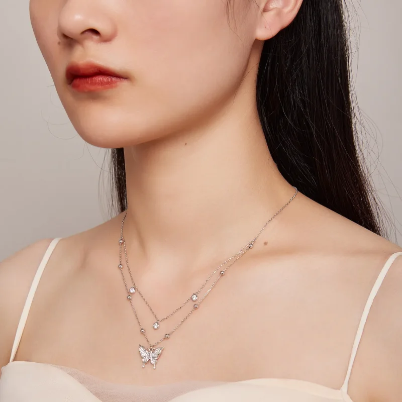 (image for) Double Chain Necklace Pandora Style - BSN308 - View 7