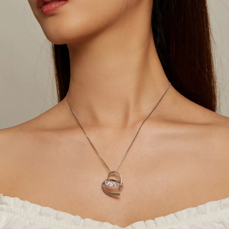 (image for) Freehand Heart Necklace - BSN341 - View 6