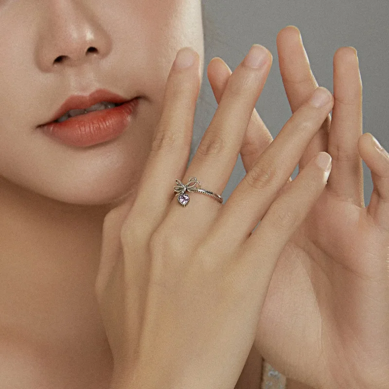 (image for) Pandora Style Bow Ring Silver - SCR682 - View 6