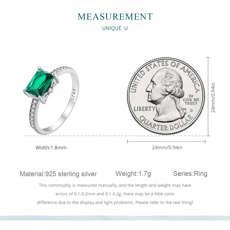(image for) Pandora Style Green Stone Ring - BSR461 - View 7