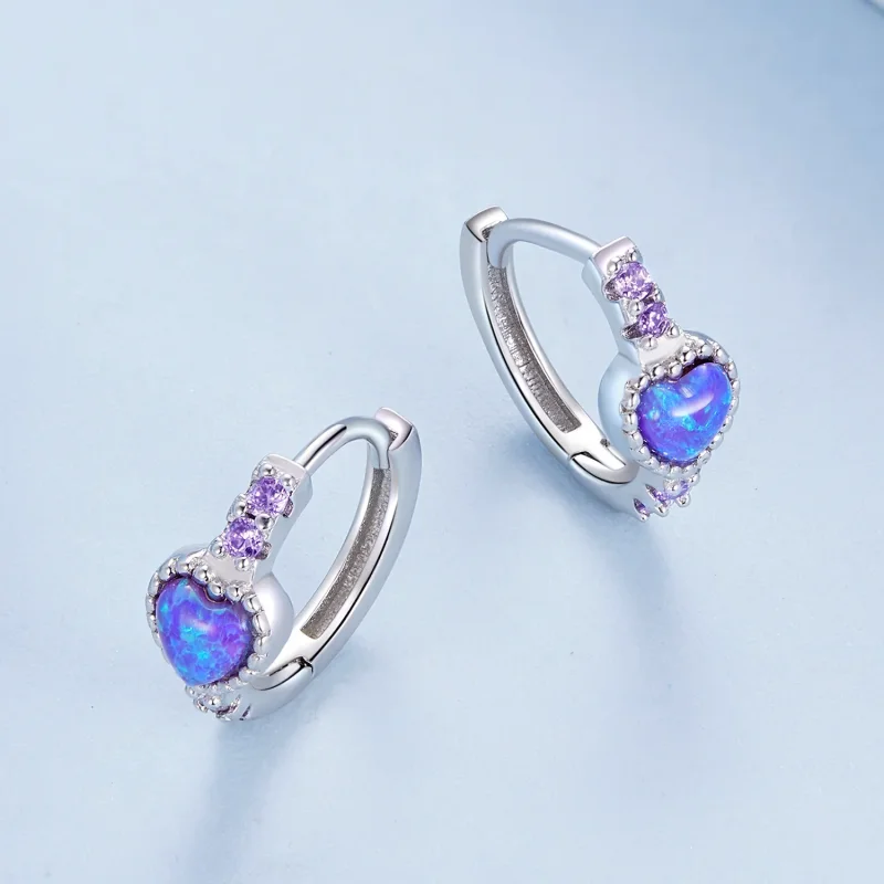 (image for) Pandora Style Heart Hoops - BSE865 - View 3
