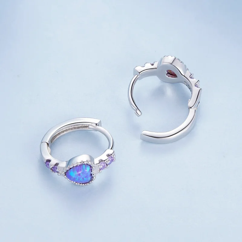 (image for) Pandora Style Heart Hoops - BSE865 - View 4