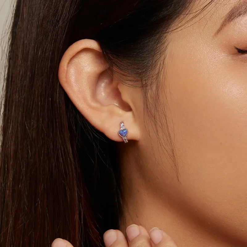 (image for) Pandora Style Heart Hoops - BSE865 - View 6