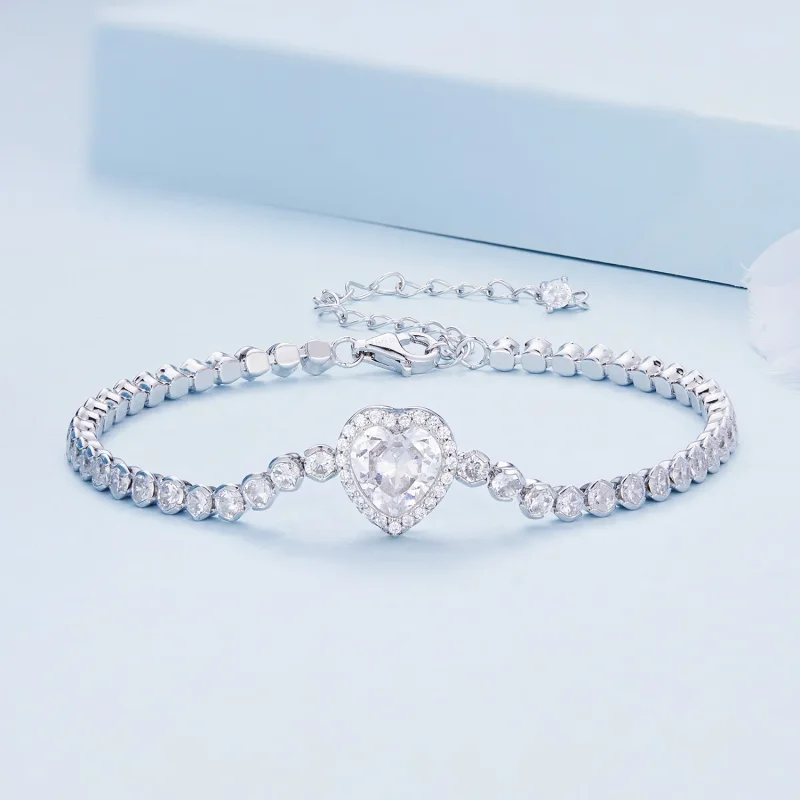 (image for) Pandora Style Heart Tennis Bracelet - BSB098 - View 2
