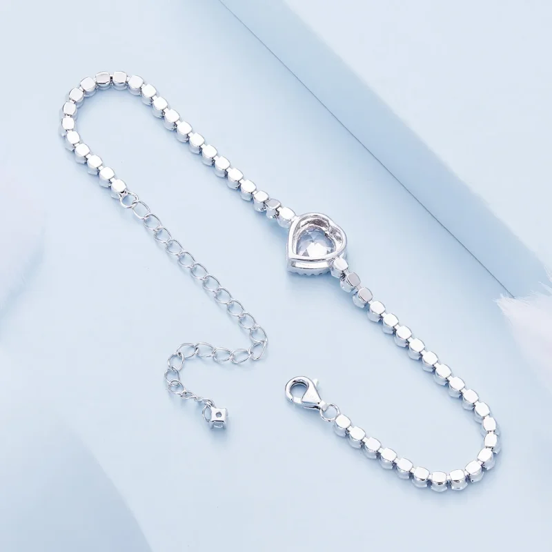 (image for) Pandora Style Heart Tennis Bracelet - BSB098 - View 4