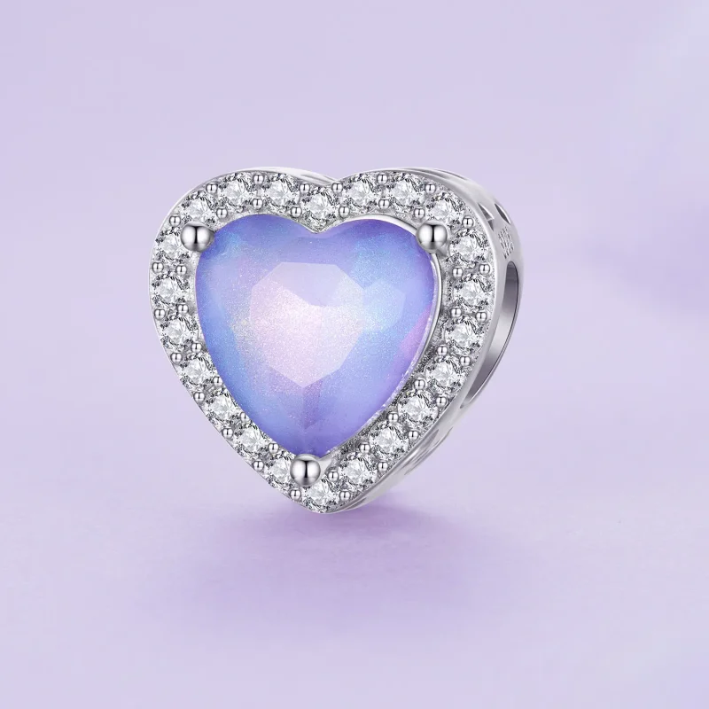 (image for) Pandora Style Purple Heart Charm - SCC2453 - View 2