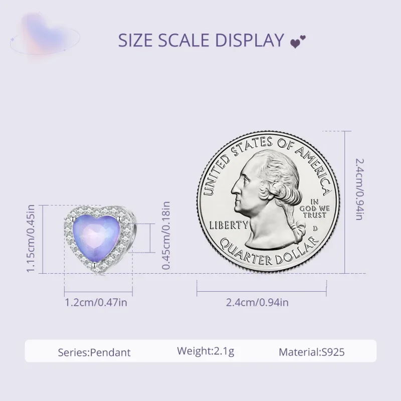 (image for) Pandora Style Purple Heart Charm - SCC2453 - View 6