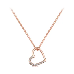 (image for) Pandora Style Rose Gold Heart Necklace - SCN347-C