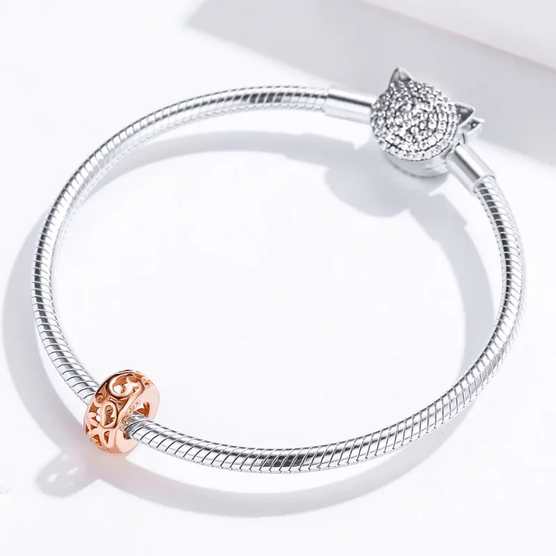 (image for) Pandora Style Rose Gold Spacer Charm - SCC716-C - View 4